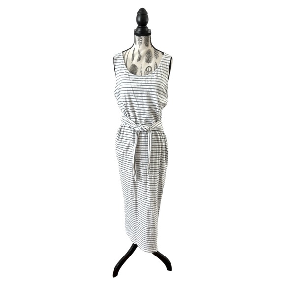 Jane and Delancey White and Light Blue Striped Dress - Picture 1 of 5